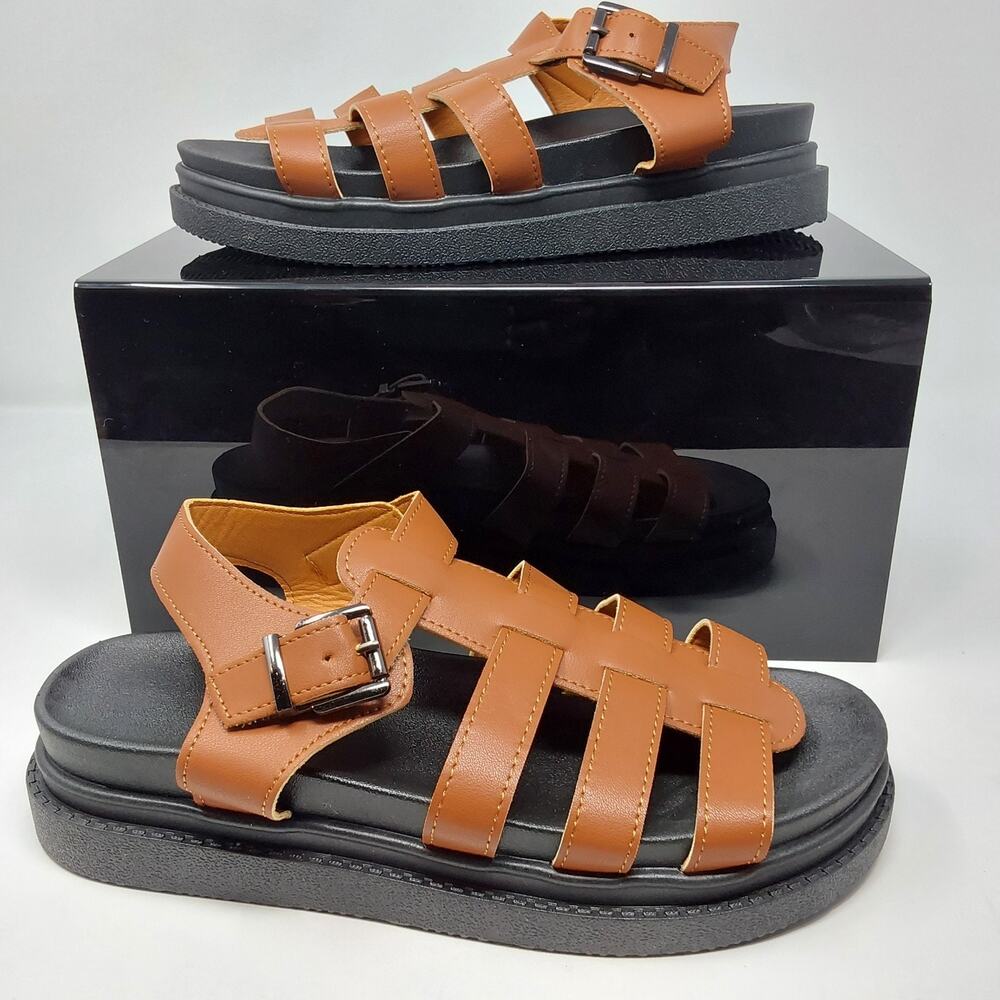 Women's Brown Fisherman Gladiator Platform Sandals Buckle Size US 12-12.5 EU 43